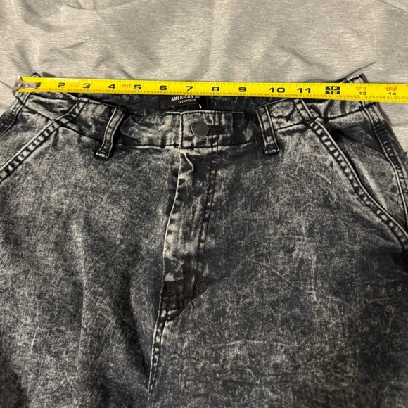 AMERICAN‎ RAZI| Women’s Gray/Black Acid Wash Stretchy Jean Utility Pants - Picture 8 of 10